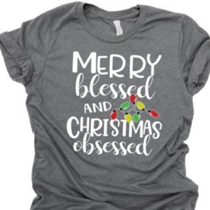 Merry, Blessed, and Christmas obsessed T-Shirt